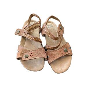 ​Earth Origins Tan Leather Gladiator Sandals Comfort Wedge Slingback 8